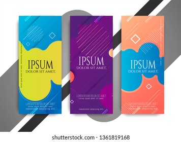 Abstract colorful trendy futuristic banners set