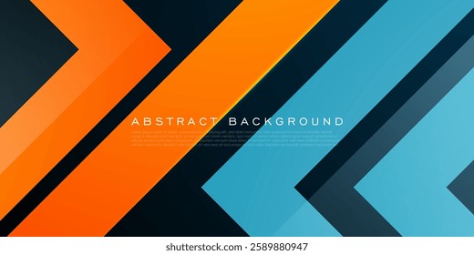 Abstract colorful triangle arrow concept pattern on dark background. Orange and blue pattern color background. Eps10 vector