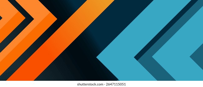 Abstract colorful triangle arrow concept pattern on dark background. Orange and blue pattern color background. Eps10 vector