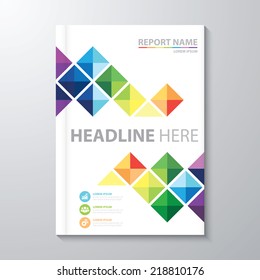 Abstract colorful triangle background. Cover design template layout in A4 size for annual report, brochure, flyer, vector illustration