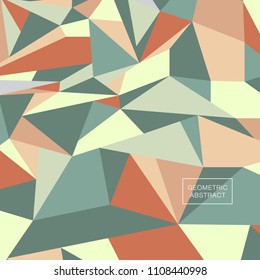 Abstract colorful triangle background. Hipster geometric card template. Mosaic pattern.