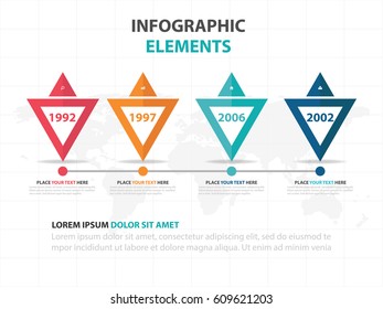 Abstract colorful triangle business timeline Infographics elements, presentation template flat design vector illustration for web design marketing advertising