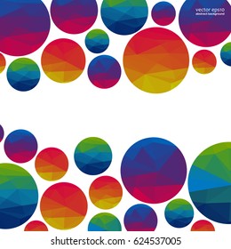Abstract colorful triangle circles on a light background.