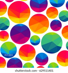 Abstract colorful triangle circles on a light background.