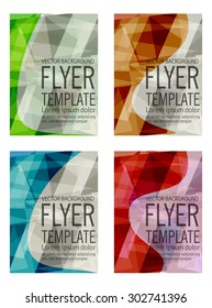Abstract colorful triangle flyer template set- Vector background design elements