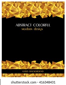 Abstract colorful triangle geometric gold background cover template brochure report. modern design banner