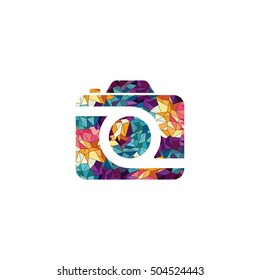 Abstract colorful triangle geometrical photography logo vector illustration