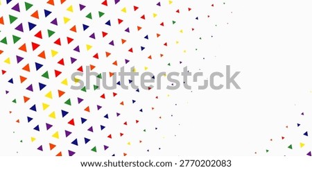 Abstract colorful triangle halftone pattern with rainbow gradient on white background