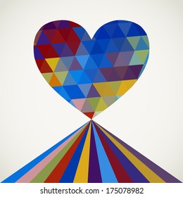 Abstract colorful triangle heart, Vector Illustration, Love symbol, Romantic background
