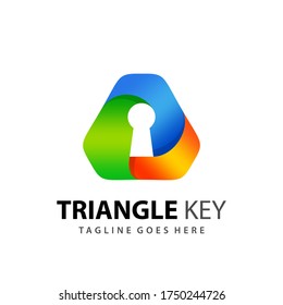 Abstract Colorful Triangle Key Logo Design Vector Illustration Template