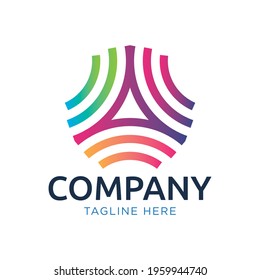 abstract colorful triangle logo design template