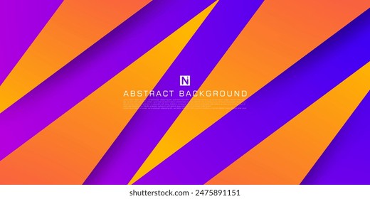 Abstract colorful triangle orange pattern on purple color geometric background design. Modern overlap papercut futuristic background. Eps10 vector