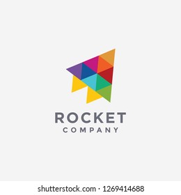 Abstract Colorful Triangle Rocket Logo Icon Vector Template On White Background