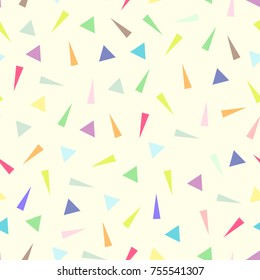 Abstract colorful triangle shape - confetti pattern. Seamless vector illustration.