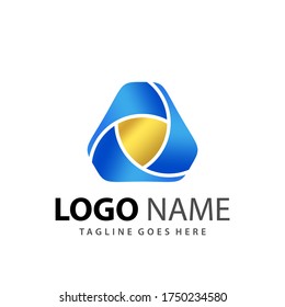 Abstract Colorful Triangle with Shield Logo Design Vector Illustration Template