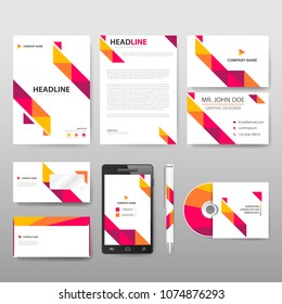 Abstract colorful triangle Stationery set, annual report leaflet flyer template, business banner and business card template for website