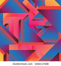 Abstract colorful triangles background, dynamic geometric pattern. Red, blue, yellow, violet color