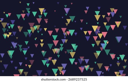 Abstract Colorful Triangles Falling Down on Dark Background Dynamic Motion