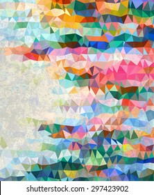 Abstract colorful triangles with gray grudge texture