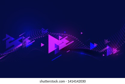 Abstract colorful triangles motion speed background. Illustration vector