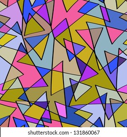 Abstract colorful triangles seamless pattern.