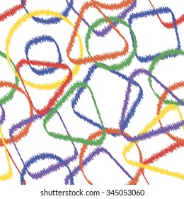 Abstract colorful triangles squares circles seamless pattern