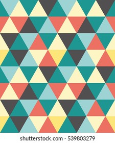 Abstract Colorful Triangles Vector Seamless Pattern