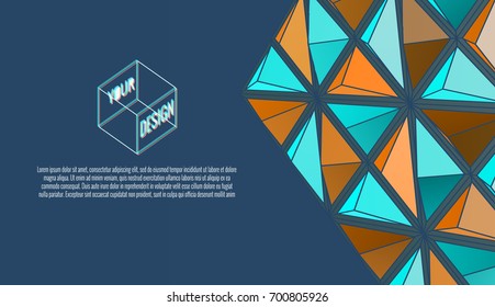 Abstract colorful triangular geometric element on dark blue space BG for multi purpose design