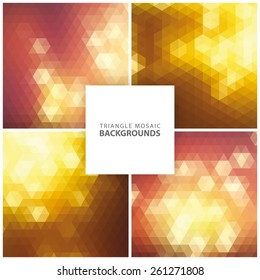 Abstract colorful triangular, mosaic backgrounds set 3