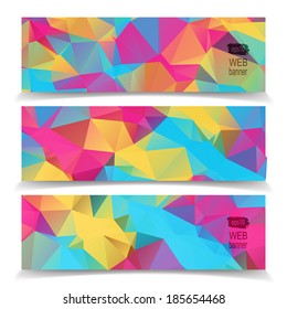 Abstract Colorful Triangular Polygonal vector banners set