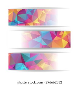 Abstract Colorful Triangular Polygonal vector header set