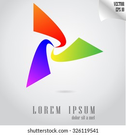 Abstract colorful triangular rotating logo.