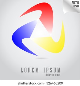 Abstract colorful triangular rotating logo.