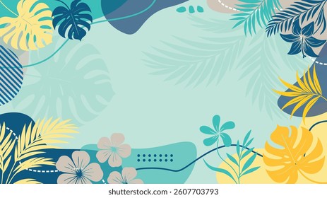 Abstract colorful tropical flower summer background with copy space. summer banner design concept