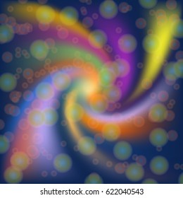 Abstract colorful twist shape with bokeh on blue background,vector illustration