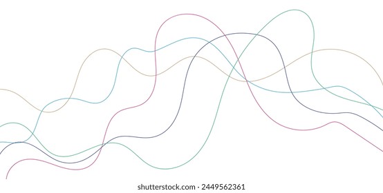 Abstract colorful twisted curve lines with blend effect. Wavy curve lines on transparent for technology and business background. Frequency wave line colorful vector.