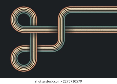 Abstract colorful twisted disco lines decorative background. Trendy retro illustration design