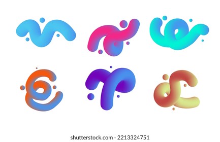 Abstract Colorful Twisted Liquid Shapes. Creative Design Elements. Vector Modern Gradient Shapes Elements For Banner, Background, Poster. Eps10 Vector