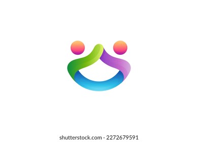 abstract colorful two people logo design