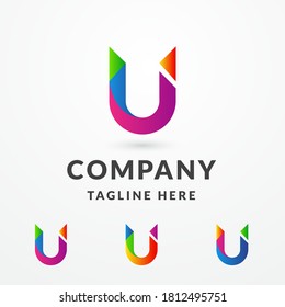 Abstract Colorful U Logo design. vector illustrations