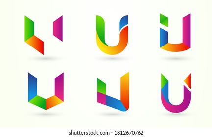 Abstract Colorful U Logo - Set of Letter U Logo