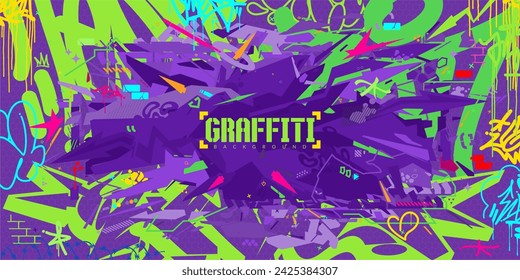 Abstract Colorful Urban Futuristic Hip-Hop Graffiti Street Art Style Vector Background