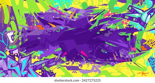 Abstract Colorful Urban Hip-Hop Graffiti Street Art Style Vector Background