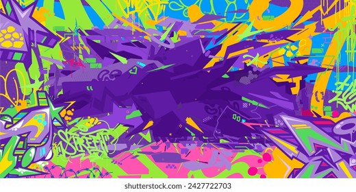 Abstract Colorful Urban Hip-Hop Graffiti Street Art Style Vector Background