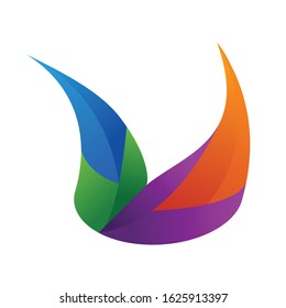 abstract colorful v and u letter logo design