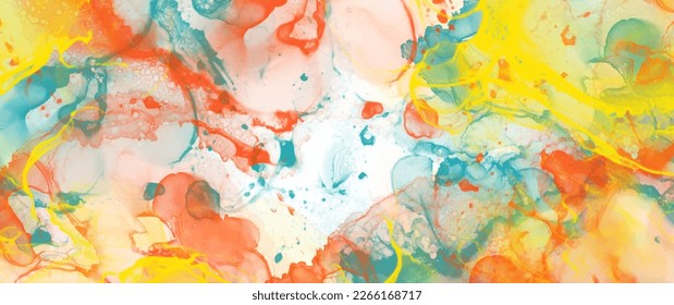 Abstract colorful vector art texture background for cover design, poster, cover, banner, flyer, cards and design interior. Multicolor ink illustration. Grunge backdrop. Splashes. Fluid art.
