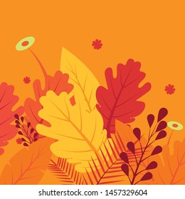 Abstract colorful vector autumn or fall background in red orange colors