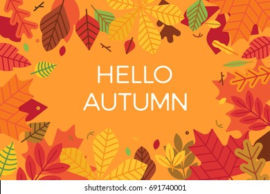 Abstract colorful vector autumn or fall background in red orange colors