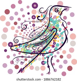 Abstract colorful vector background, bird illustration