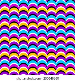 Abstract colorful vector background (motion illusion). Seamless pattern.